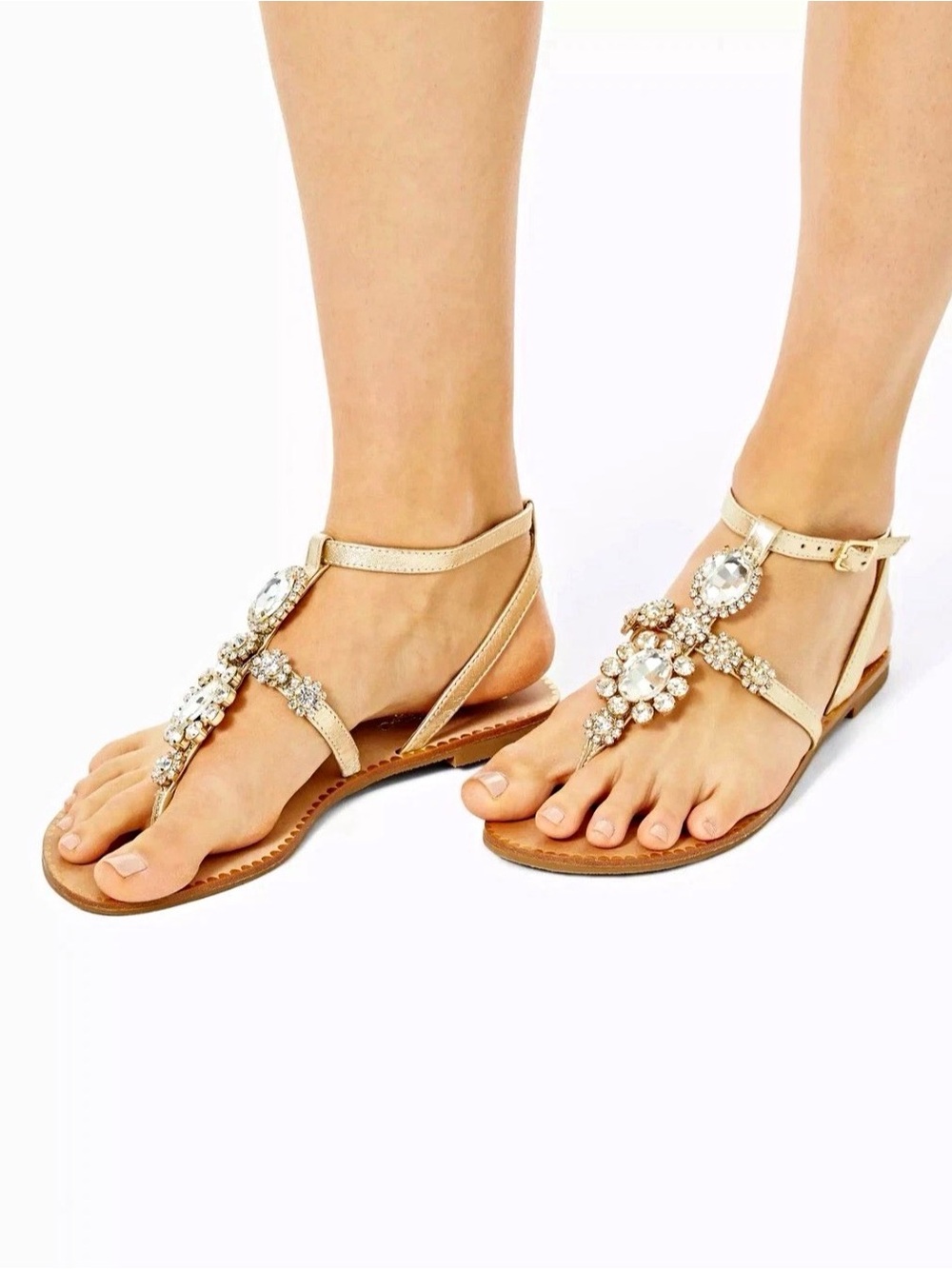 Lilly Pulitzer Katie Embellished Sandals Gold Metallic Leather Size 6 | NEW